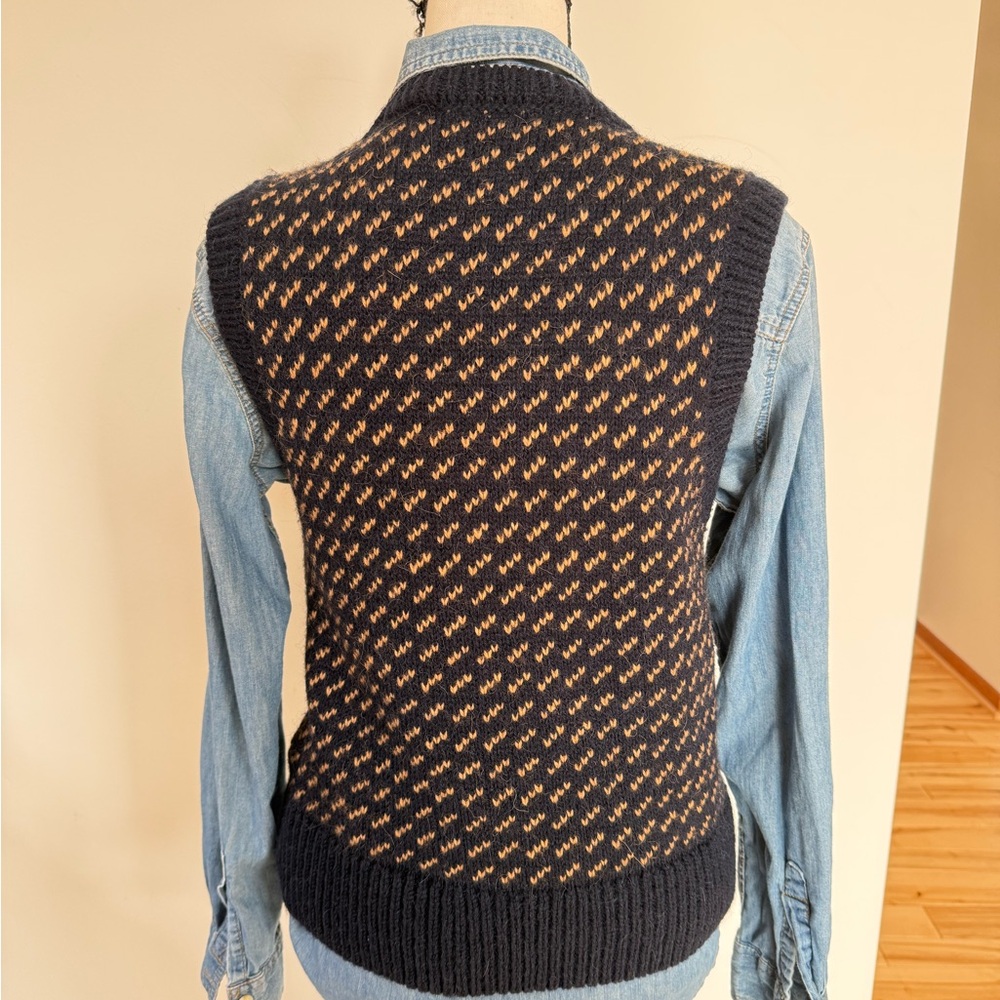 Tory Burch navy and light Brown Knit Sweater Vest - Picture 4 of 9